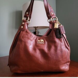 Coach Madison Maggie Hobo Bag in Tan/Brown Leather #14336